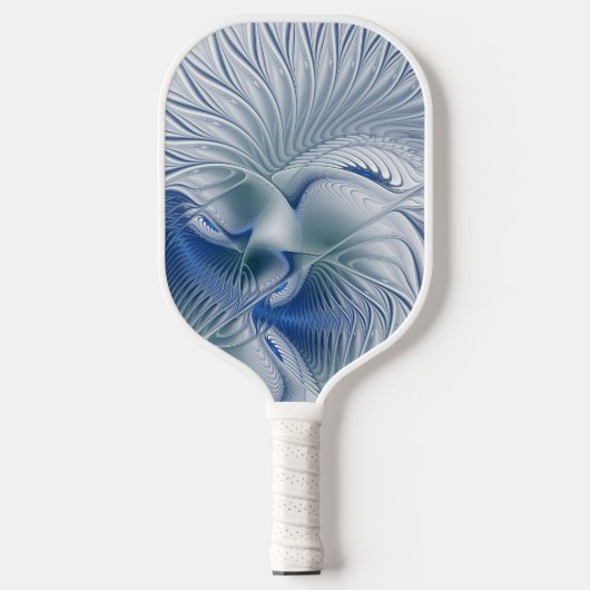 Dynamische Abstracte blauwe tinten Fractal Art Pickleball Paddle (Voorkant)