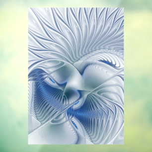 Dynamische Abstracte blauwe tinten Fractal Art Raamsticker