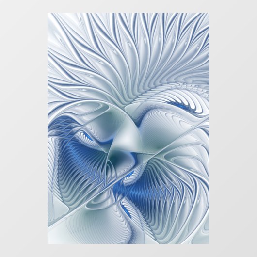 Dynamische Abstracte blauwe tinten Fractal Art Raamsticker (Vel)