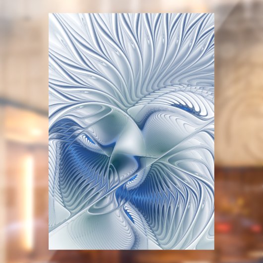Dynamische Abstracte blauwe tinten Fractal Art Raamsticker (Vel 2)