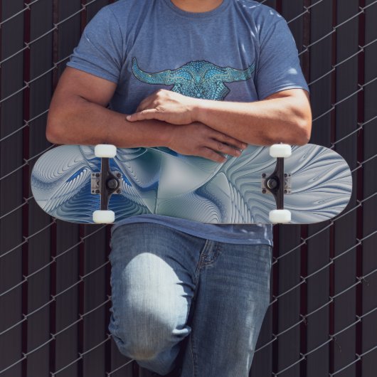 Dynamische Abstracte blauwe tinten Fractal Art Skateboard (Buiten 3)
