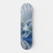 Dynamische Abstracte blauwe tinten Fractal Art Skateboard (Voorkant)