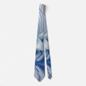 Dynamische Abstracte blauwe tinten Fractal Art Stropdas (Voorkant)