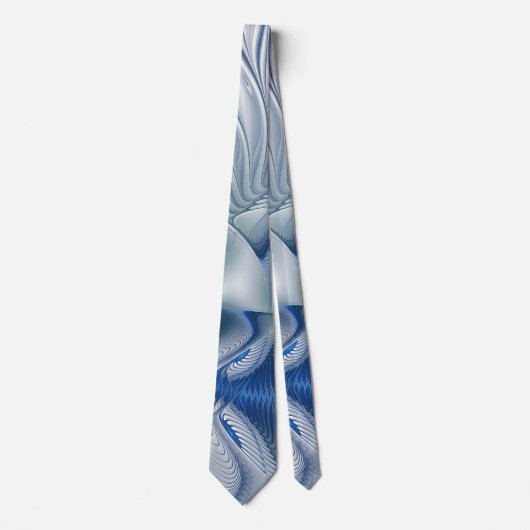 Dynamische Abstracte blauwe tinten Fractal Art Stropdas (Voorkant)