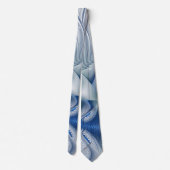 Dynamische Abstracte blauwe tinten Fractal Art Stropdas (Achterkant)