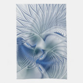 Dynamische Abstracte blauwe tinten Fractal Art Theedoek (Verticaal)