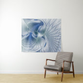 Dynamische Abstracte blauwe tinten Fractal Art Wandkleed (In Situ (horizontaal))