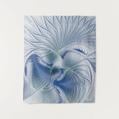 Dynamische Abstracte blauwe tinten Fractal Art Wandkleed (Voorkant)