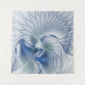 Dynamische Abstracte blauwe tinten Fractal Art Wandkleed (Voorkant)