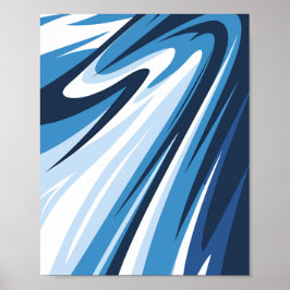 Dynamische Abstracte golf in blauwe tinten Poster