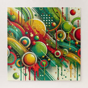 Dynamische abstracte kunst met kleurrijke cirkels legpuzzel