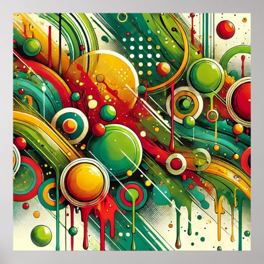 Dynamische abstracte kunst met kleurrijke cirkels poster (Voorkant)