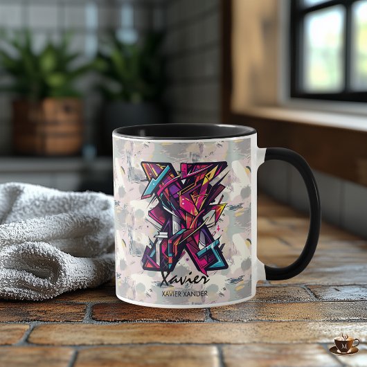 Dynamische Abstracte Monogram Mok - X voor Xavier