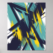 Dynamische Abstracte penseelstreken Poster (Voorkant)