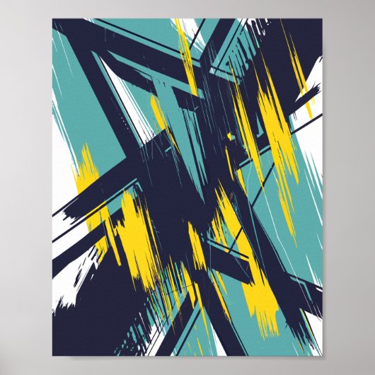 Dynamische Abstracte penseelstreken Poster (Voorkant)