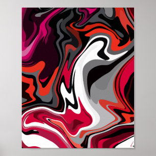 Dynamische Abstracte werveling van rood, zwart, wi Poster
