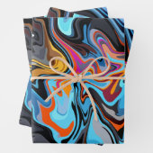 Dynamische Abstracte wervelingen met blauw, Sinaas Inpakpapier Vel (In situ)