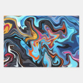 Dynamische Abstracte wervelingen met blauw, Sinaas Inpakpapier Vel (Voorkant)