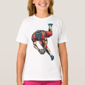 Dynamische Amerikaanse Football Player Touchdown T-shirt (Voorkant)