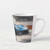 Dynamische blauwe stedelijke racescene latte mok (Rechts)