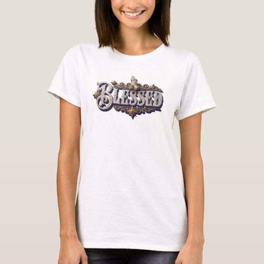 Dynamische BLESSED Modeprint T-shirt (Voorkant)