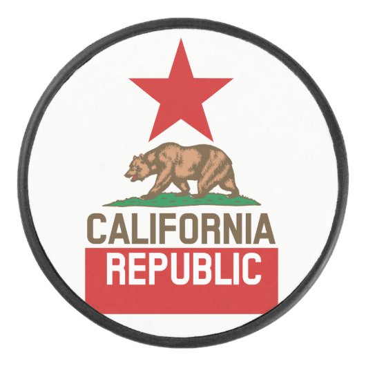 Dynamische California State Flag Graphic op een Hockey Puck (Voorkant)
