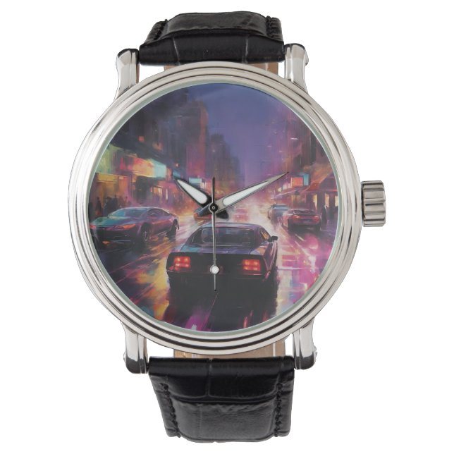 Dynamische Cityscape Racing Horloge (Voorkant)