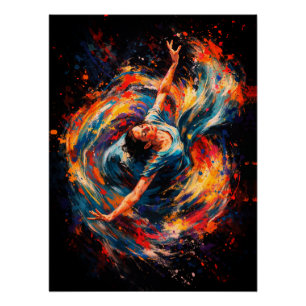 Dynamische Dansende Vrouw Wervelende Kleuren Abstr Perfect Poster
