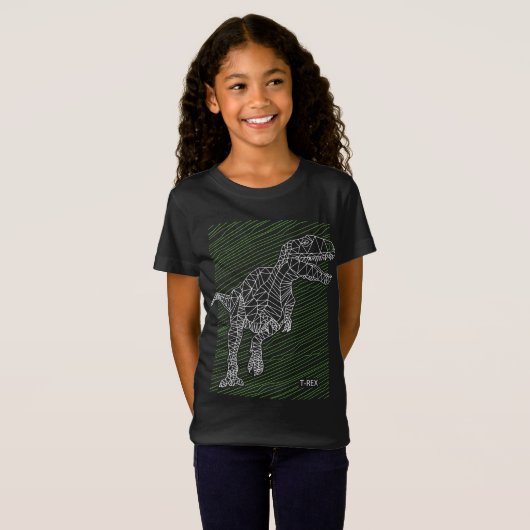 Dynamische Dino: T-Rex illustratielijnen T-shirt (Voorkant volledig)