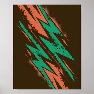 Dynamische energie in turquoise groen en Sinaasapp Poster
