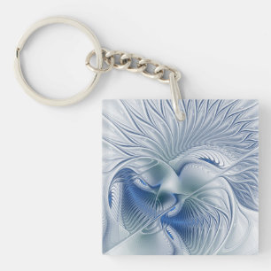 Dynamische Fantasie Abstract Blau Tinten Fractal K Sleutelhanger