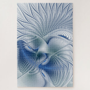Dynamische Fantasie Abstracte Blau Tinten Fractal  Legpuzzel