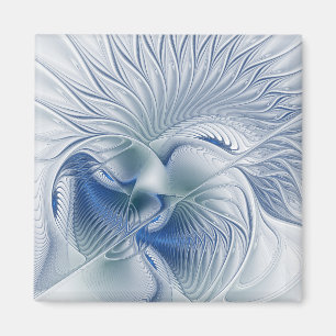 Dynamische Fantasie Abstracte Blau Tinten Fractal Magneet