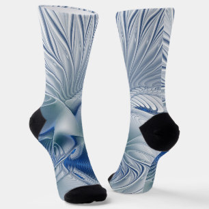 Dynamische Fantasie Abstracte Blau Tinten Fractal  Sokken
