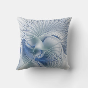 Dynamische fantasie abstracte blauwe tonen fractal buitenkussen