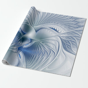 Dynamische fantasie abstracte blauwe tonen fractal cadeaupapier