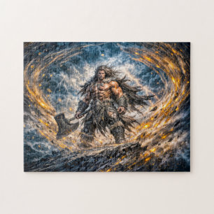 Dynamische Fantasy Berserker Krijger met Krachtige Legpuzzel