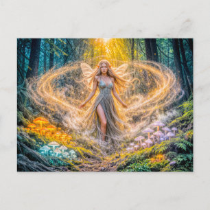 Dynamische Fantasy Elf in Toverachtig Bos Paddenst Briefkaart