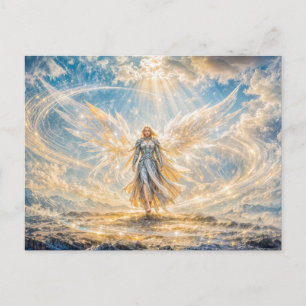 Dynamische Fantasy Engel in Stralend Atmosferisch Briefkaart