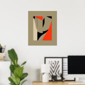 Dynamische geometrische fusie - rood, zwart en bei poster (Thuiskantoor)