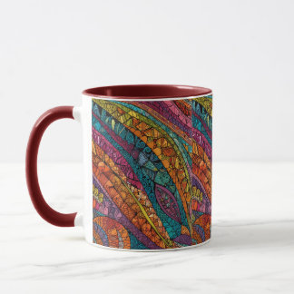 Dynamische geometrische kunst in levendige kleuren mok