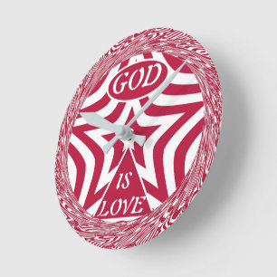 Dynamische God Is Love Star Rode Draaiklok  Ronde Klok