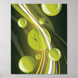 Dynamische Green Sphere en Wave Abstract Design Poster