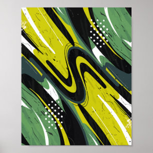 Dynamische groene en kalkgroene Abstracte stroom Poster