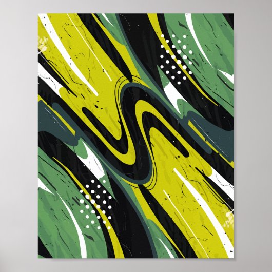 Dynamische groene en kalkgroene Abstracte stroom Poster (Voorkant)