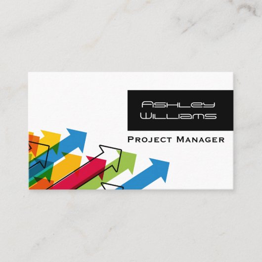 Dynamische kleurrijke pijlen Moderne projectmanage Visitekaartje (Voorkant)