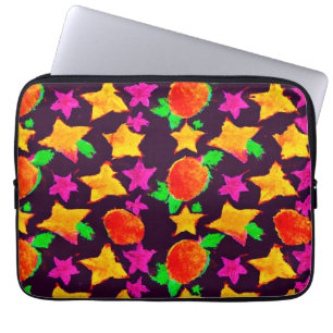 Dynamische Kleurrijke Vruchten en Sterren Patroon  Laptop Sleeve