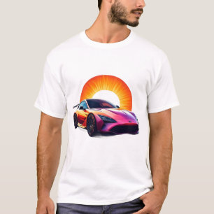Dynamische kwaststreek sportauto kunststijl t-shirt