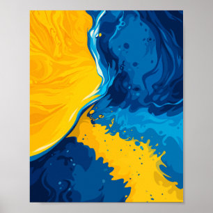 Dynamische mix van gele, blauwe en oranje accenten poster