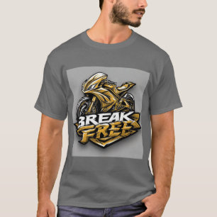 Dynamische motorfiets met vetgedrukte typografie t-shirt